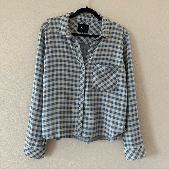 rails dana mini checkered tencel lyocell button up long sleeve top - Picture 2 of 7